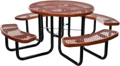 Vestil - 81-1/4" Long x 81-1/4" Wide x 29" High Stationary Activity/Utility Table without Back Rests - Brown, Steel - Apex Tool & Supply