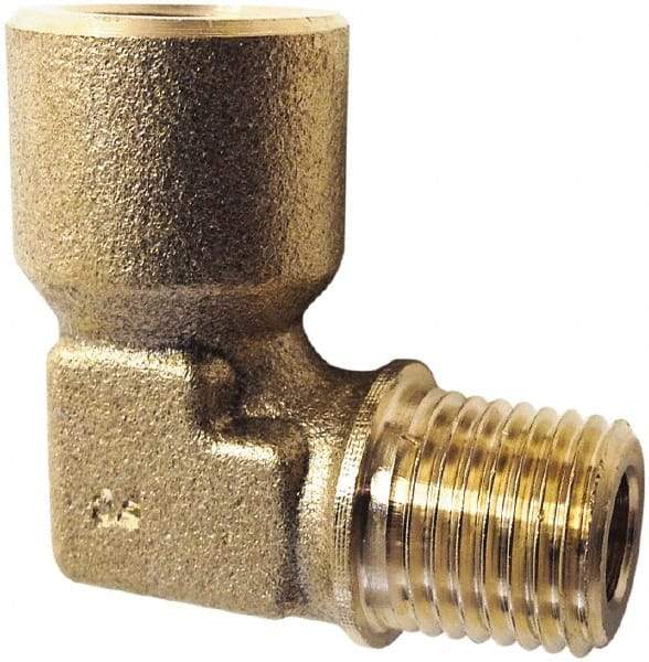 Legris - 1/2 Male Thread x 1/2 Female Thread, Brass Industrial Pipe 90° Street Elbow - MBSPT x FBSPP, 3,626 psi - Apex Tool & Supply