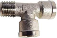 Legris - 3/8 Male Thread x 3/8 Female Thread, Nickel Plated Brass Industrial Pipe Street Tee - MBSPT x FBSPP, 870 psi - Apex Tool & Supply