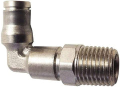 Legris - 8mm Outside Diam, 1/4 BSPT, Nickel Plated Brass Push-to-Connect Tube Extended Male Elbow - 435 Max psi, Tube to Male BSPT Connection, FKM O-Ring - Apex Tool & Supply