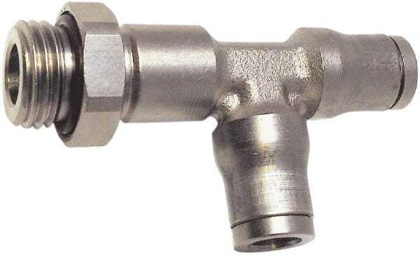Legris - 12mm Outside Diam, 3/8 BSPP, Nickel Plated Brass Push-to-Connect Tube Male Run Tee - 435 Max psi, Tube to Male BSPP Connection, FKM O-Ring - Apex Tool & Supply