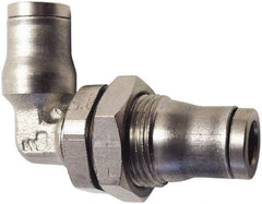 Legris - 6mm Outside Diam, Nickel Plated Brass Push-to-Connect Tube Bulkhead Union Elbow - 435 Max psi, Tube to Tube Connection, FKM O-Ring - Apex Tool & Supply