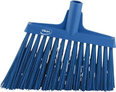 Vikan - 9-1/2" Wide, Blue Synthetic Bristles, Angled Broom - Apex Tool & Supply