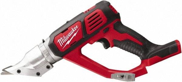 Milwaukee Tool - 3,000 SPM, 18 Volt, Inline Handle, Handheld Cordless Shear - 18 Gauge (Mild Steel) Cutting Capacity - Apex Tool & Supply