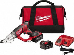 Milwaukee Tool - 3,000 SPM, 18 Volt, Inline Handle, Handheld Cordless Shear - 18 Gauge (Mild Steel) Cutting Capacity - Apex Tool & Supply