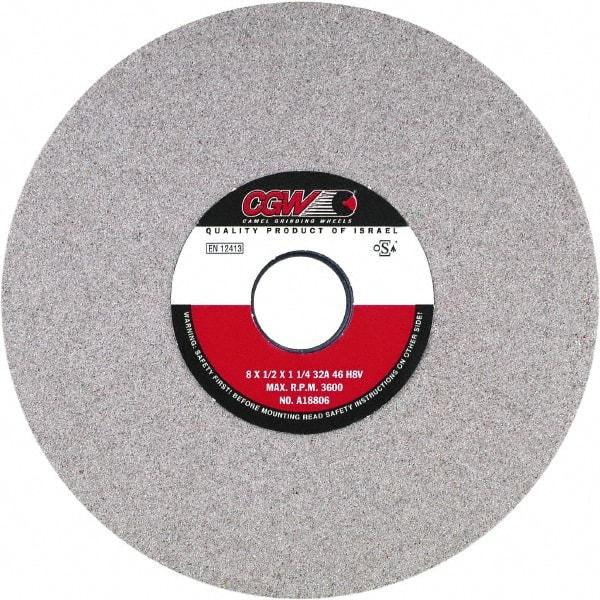 Camel Grinding Wheels - 7" Diam x 1-1/4" Hole x 1" Thick, H Hardness, 46 Grit Surface Grinding Wheel - Aluminum Oxide, Type 5, Medium Grade, Vitrified Bond, One-Side Recess - Apex Tool & Supply