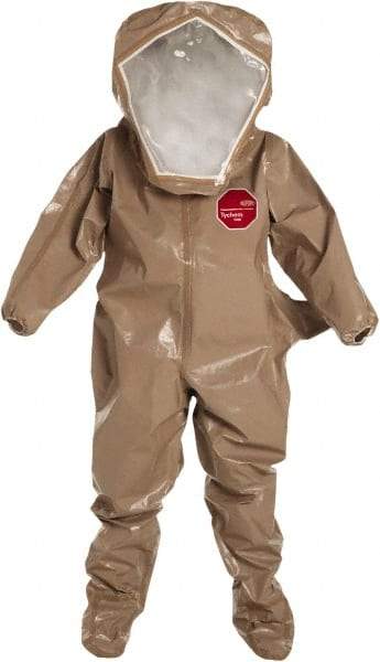 Dupont - Size 4XL, Tan, Chemical, Disposable Encapsulated Suit - Attached Hood, Elastic Ankle, Elastic Wrist - Apex Tool & Supply