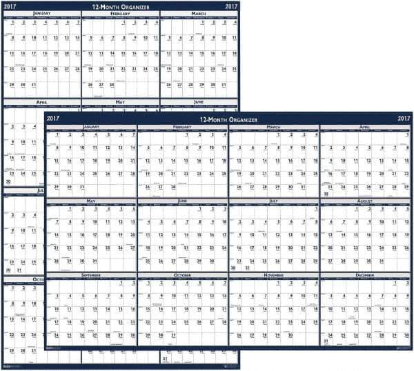 House of Doolittle - 1 Sheet, 66 x 33", Erasable Wall Calendar - Blue & Gray - Apex Tool & Supply