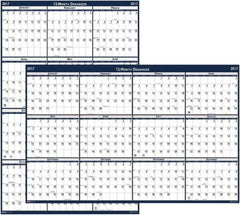 House of Doolittle - 1 Sheet, 66 x 33", Erasable Wall Calendar - Blue & Gray - Apex Tool & Supply