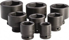 Proto - 8 Piece 3/4" Drive Standard Deep Impact Socket Set - 6 Points, 1-1/16 to 2-3/8", Inch Measurement Standard - Apex Tool & Supply