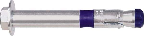 Powers Fasteners - 3/8" Diam, 3/8" Drill, 2-1/4" OAL, 1-5/8" Min Embedment Sleeve Concrete Anchor - Grade 8 Carbon Steel, Zinc-Plated Finish, Hex Head, Hex Drive - Apex Tool & Supply