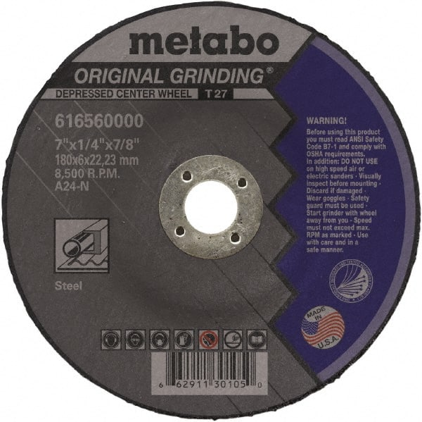 Metabo - Depressed-Center Wheels Wheel Diameter (Inch): 4-1/2 Wheel Thickness (Decimal Inch): 0.2500 - Apex Tool & Supply