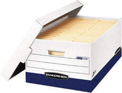 BANKERS BOX - 1 Compartment, 16" Wide x 10-3/8" High x 7-21/64" Deep, Storage Box - Corrugated Cardboard, White/Blue - Apex Tool & Supply