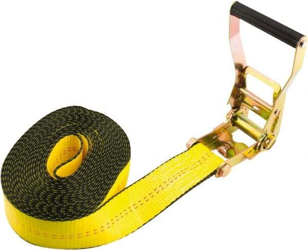 Erickson Manufacturing - 25' Long x 2" Wide, 10,000 Lb Basket Capacity, Polyester & Steel Web Sling - Yellow - Apex Tool & Supply
