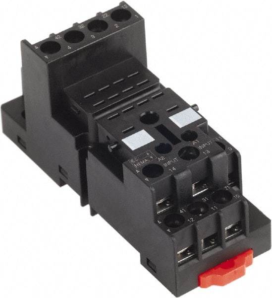 Schneider Electric - 250 Volt, 10 Amp, Flat Relay Socket - DIN Rail Mount, Panel Mount, IP20, Box Lug Mixed Terminal - Apex Tool & Supply