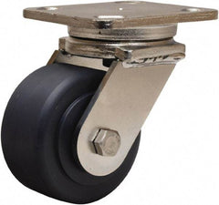 Hamilton - 4" Diam x 2" Wide x 5-5/8" OAH Top Plate Mount Swivel Caster - Nylon, 1,600 Lb Capacity, Stainless Steel Double Shielded Precision Ball Bearing, 4 x 5" Plate - Apex Tool & Supply