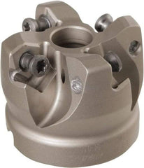 Iscar - 4 Inserts, 1-1/2" Cutter Diam, 0.059" Max Depth of Cut, Indexable High-Feed Face Mill - 1/2" Arbor Hole Diam, 1-1/4" High, FF FWX Toolholder, H600 WXCU 0.. Inserts, Series Helido - Apex Tool & Supply