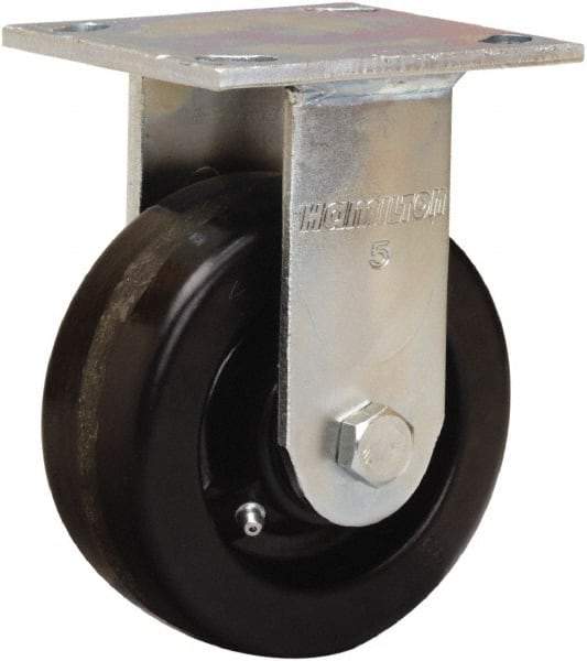 Hamilton - 5" Diam x 2" Wide x 7" OAH Top Plate Mount Rigid Caster - Phenolic, 1,000 Lb Capacity, Straight Roller Bearing, 4 x 4-1/2" Plate - Apex Tool & Supply