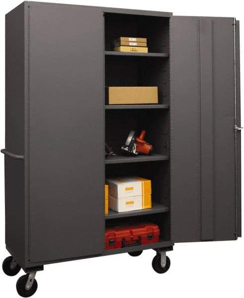Durham - 4 Shelf Locking Storage Cabinet - Steel, 48" Wide x 24" Deep x 80" High, Gray - Apex Tool & Supply