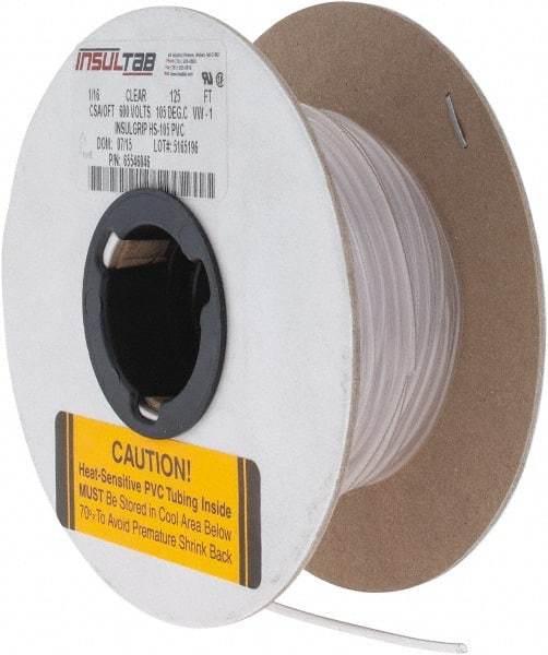 Made in USA - 2:1, PVC Heat Shrink Electrical Tubing - Clear - Apex Tool & Supply