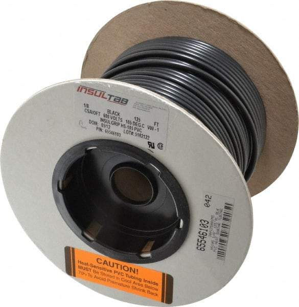 Made in USA - 2:1, PVC Heat Shrink Electrical Tubing - Black - Apex Tool & Supply