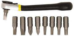 General - 9 Piece, Screwdriver Mini-Ratchet Bit Kit - #1 & #2 Phillips - Apex Tool & Supply