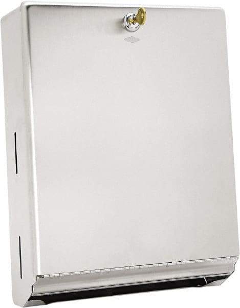 Bobrick - Manual, Stainless Steel Paper Towel Dispenser - 14" High x 10-3/4" Wide x 4" Deep, 400 C-Fold or 525 Multi-Fold, Silver - Apex Tool & Supply