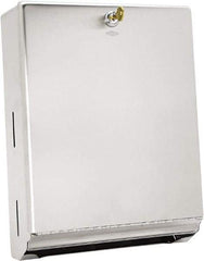 Bobrick - Manual, Stainless Steel Paper Towel Dispenser - 14" High x 10-3/4" Wide x 4" Deep, 400 C-Fold or 525 Multi-Fold, Silver - Apex Tool & Supply