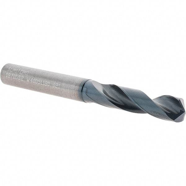 Sumitomo - 8.7mm 135° Solid Carbide Screw Machine Drill Bit - TiAlCr/TiSi Finish, 38mm Flute Length, 82mm OAL - Apex Tool & Supply