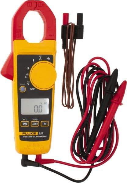 Fluke - 325, CAT IV, CAT III, Digital True RMS Clamp Meter with 1.18" Clamp On Jaws - 600 VAC/VDC, 400 AC/DC Amps, Measures Voltage, Capacitance, Continuity, Frequency, Resistance, Temperature - Apex Tool & Supply