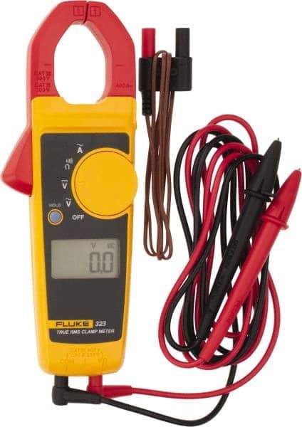 Fluke - 323, CAT IV, CAT III, Digital True RMS Clamp Meter with 1.18" Clamp On Jaws - 600 VAC/VDC, 400 AC Amps, Measures Voltage, Continuity, Current, Resistance - Apex Tool & Supply