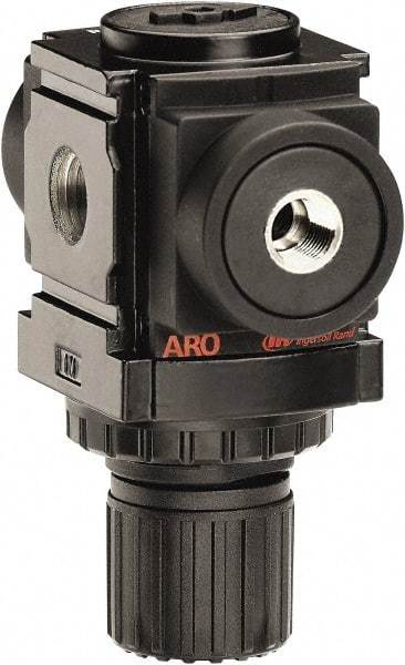 ARO/Ingersoll-Rand - 1/8 NPT Port, 45 CFM, Aluminum Miniature Regulator - 0 to 140 psi Range, 250 Max psi Supply Pressure, 1/8" Gauge Port Thread, 2.913" Wide x 3-9/16" High - Apex Tool & Supply
