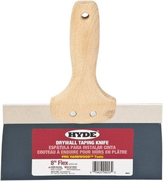 Hyde Tools - 8" Wide Flexible Blade Steel Joint Knife - Flexible, Hardwood Handle - Apex Tool & Supply