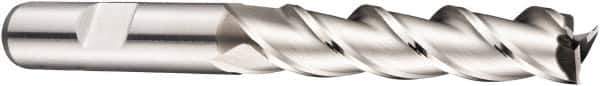 DORMER - 3 Flute Powdered Metal Roughing & Finishing Square End Mill - Uncoated, Weldon Shank, 40° Helix, Centercutting, Extra Long Length - Apex Tool & Supply