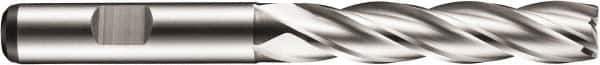 DORMER - 4 Flute Powdered Metal Roughing & Finishing Square End Mill - Uncoated, Weldon Shank, 30° Helix, Centercutting, Extra Long Length - Apex Tool & Supply
