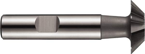 DORMER - 16mm Diam x 4mm Width of Cut, 45° Included Angle, Cobalt Dovetail Cutter - Weldon Flat, Uncoated - Apex Tool & Supply