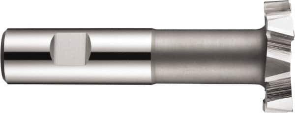 DORMER - 40mm Cut Diam, 10mm Cut Width, 0.7559" Neck Diam, 0.7874" Shank Diam, Cobalt T-Slot Cutter - Uncoated, Staggered Teeth, 8 Teeth, Weldon Flat - Apex Tool & Supply
