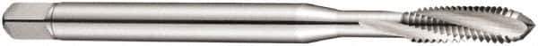 DORMER - M5x0.80 Metric Coarse 3 Flute 6H Bottoming Spiral Flute Tap - Cobalt, Bright Finish, 70mm OAL, Right Hand Flute, Right Hand Thread, Series E207 - Exact Industrial Supply