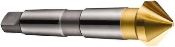 DORMER - 3 Flute 90° High Speed Steel Countersink - TiN Finish, 150mm OAL, Single End, Morse Taper Shank, Right Hand Cut - Apex Tool & Supply