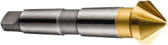 DORMER - 3 Flute 90° High Speed Steel Countersink - TiN Finish, 106mm OAL, Single End, Morse Taper Shank, Right Hand Cut - Apex Tool & Supply