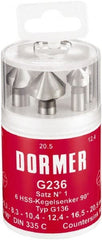 DORMER - 4 Piece, 1/4 to 0.8071" Head Diam, 90° Included Angle, Single End Countersink Set - Apex Tool & Supply