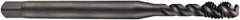 DORMER - #12-24 UNC 3 Flute 2B Bottoming Spiral Flute Tap - Cobalt, Oxide Finish, 80mm OAL, Right Hand Flute, Right Hand Thread, Series EX21 - Exact Industrial Supply