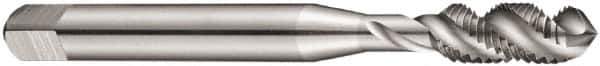 DORMER - M5x0.80 EGM, 3 Flute, 40° Helix, Bottoming Chamfer, Bright Finish, High Speed Steel Spiral Flute STI Tap - Right Hand Flute, 2.6004" OAL, 1/4" Shank Diam, 0.5122" Thread Length, 6H Class of Fit, Series E621 - Exact Industrial Supply