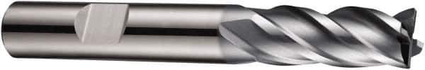DORMER - 4 Flute Solid Carbide Roughing & Finishing Square End Mill - AlCrN Finish, Weldon Shank, 35° Helix, Centercutting, Stub Length - Apex Tool & Supply