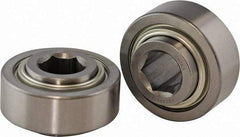 USDI - 1 Row, 3.073" OD, 1-1/16" Hex Double Shield Conveyor Roller Bearing - 4,300 Lb Capacity, 550 Max RPM, Steel with 52100 Chrome Steel Housing - Apex Tool & Supply