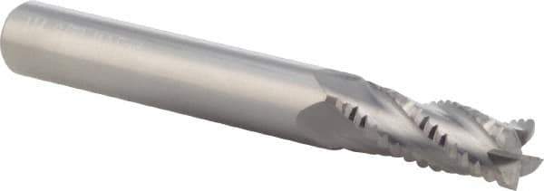 M.A. Ford - 9/32" Diam, 3/4" LOC, 4 Flute Solid Carbide Roughing Square End Mill - Uncoated, 2-1/2" OAL, 5/16" Shank Diam, Single End, Centercutting, 30° Helix - Apex Tool & Supply