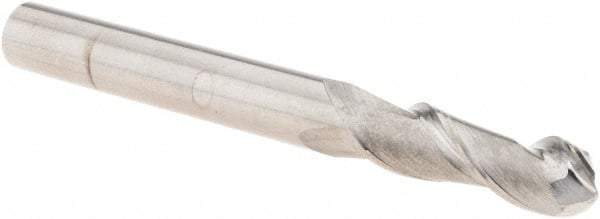 M.A. Ford - 1/4" Diam, 3/4" LOC, 2 Flute Solid Carbide Ball End Mill - Single End, 2-1/2" OAL, 1/4" Shank Diam, Spiral Flute - Apex Tool & Supply