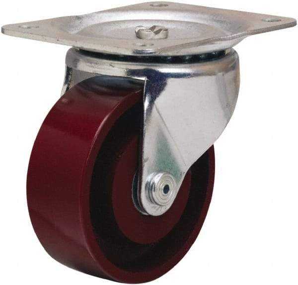 Hamilton - 4" Diam x 1-1/2" Wide x 5" OAH Top Plate Mount Swivel Caster - Cast Iron, 375 Lb Capacity, Straight Roller Bearing, 4 x 5-1/8" Plate - Apex Tool & Supply