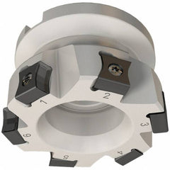 Iscar - 6 Inserts, 40mm Cut Diam, 16mm Arbor Diam, 10mm Max Depth of Cut, Indexable Square-Shoulder Face Mill - 0/90° Lead Angle, 40mm High, LN.. 11.. Insert Compatibility, Series TangMill - Apex Tool & Supply