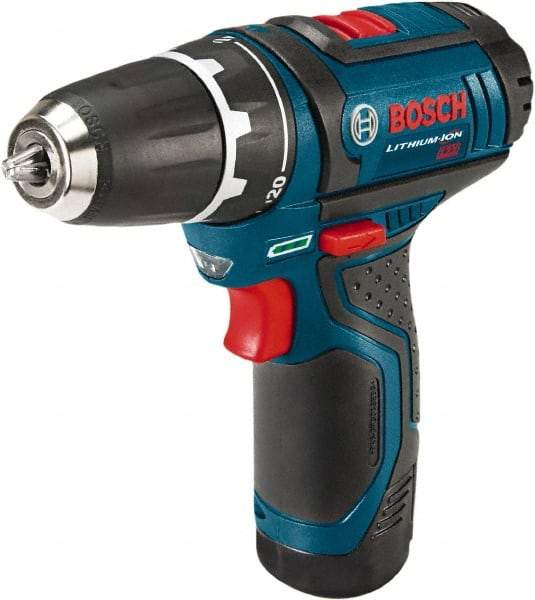 Bosch - 12 Volt 3/8" Chuck Pistol Grip Handle Cordless Drill - 0-350 & 0-1300 RPM, Reversible, 2 Lithium-Ion Batteries Included - Apex Tool & Supply